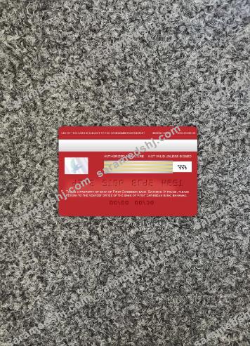 Bahamas FirstCaribbean International bank visa card photolook back
